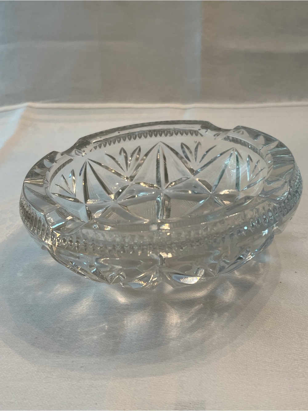 Vintage Lead Cut Crystal Ashtray Bowl